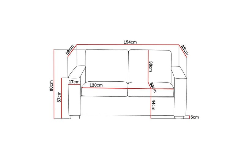 Crazy 2-personers Sofa i Kunstlæder - Sort - Møbler - Sofaer - Lædersofaer