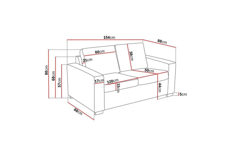 Crazy 2-personers Stofsofa - Grå - Møbler - Sofaer - 2 personers sofa
