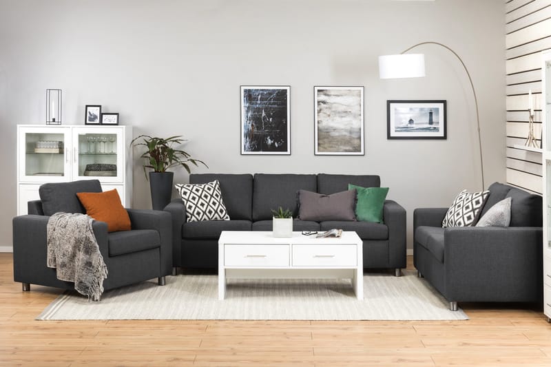 Crazy Sofaarrangement 2-personers Sofa + Lænestol i Stof - Mørkegrå - Møbler - Sofaer - 2 personers sofa