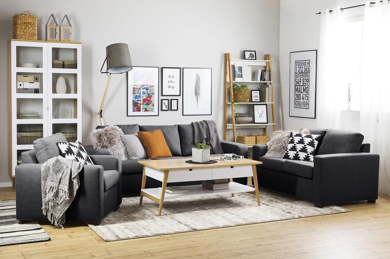 Crazy Sofaarrangement 2-personers Sofa + Lænestol i Stof - Mørkegrå - Møbler - Sofaer - 2 personers sofa