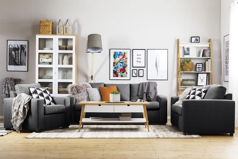 Crazy Sofaarrangement 2-personers Sofa + Lænestol i Stof - Mørkegrå - Møbler - Sofaer - 2 personers sofa