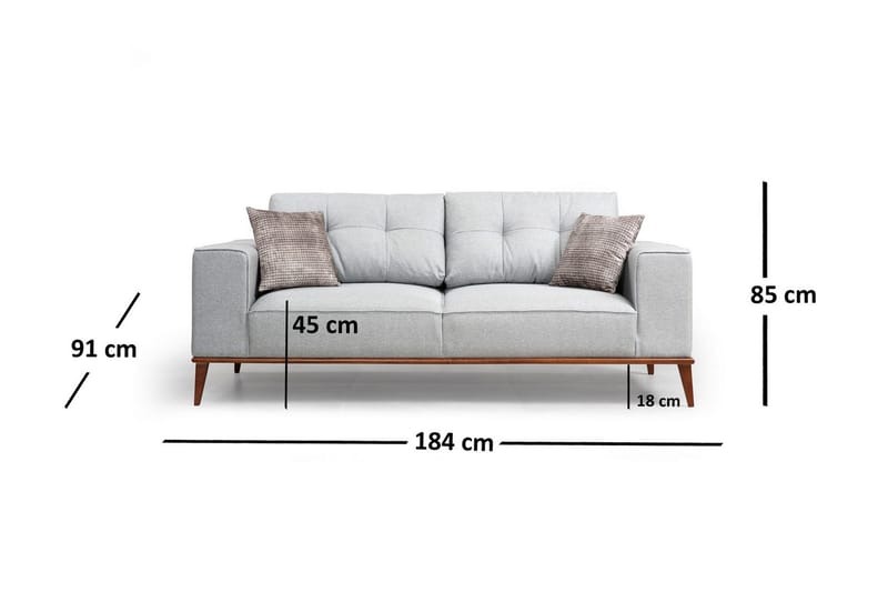 Dubar 2-Pers. Sofa - Grå - Møbler - Sofaer - 2 personers sofa