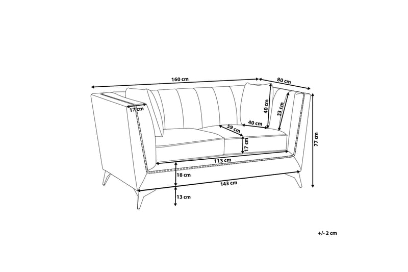 Gaula 2-personers Fløjlssofa 160 cm - Grå - Møbler - Sofaer - 2 personers sofa