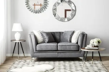 Gaula 2-personers Fløjlssofa 160 cm - Grå - Møbler - Sofaer - 2 personers sofa