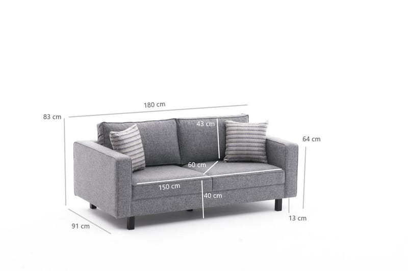 Kaletea Sofa 2-Pers. - Grå - 2 personers sofa