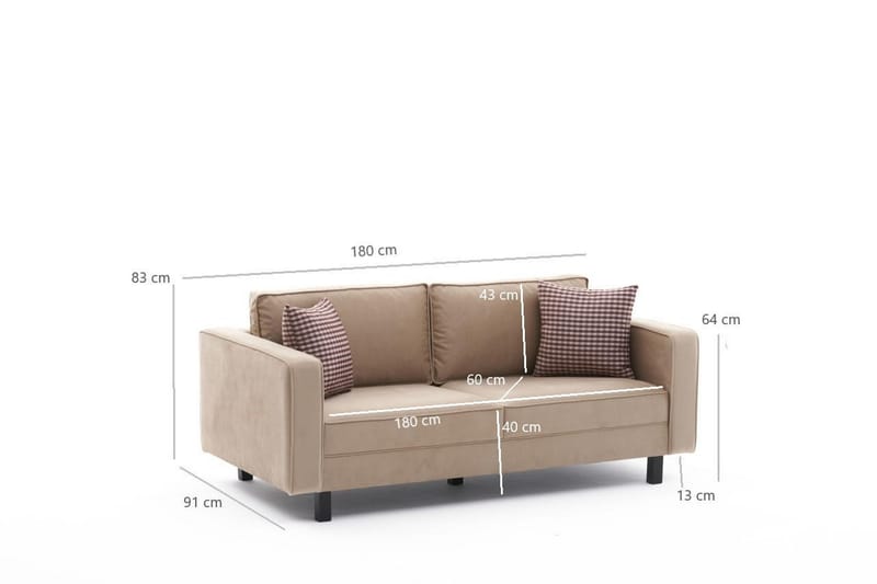 Kaletea Sofa 2-Pers. - Beige - 2 personers sofa