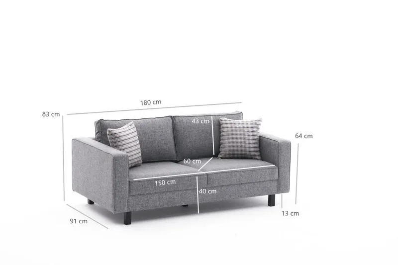 Kaletea Sofa 2-Pers. - Grå - Møbler - Sofaer - 2 personers sofa