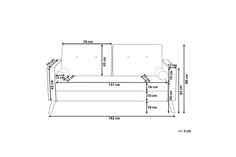 Kalmar Sofa 2 sæder - Grå - 2 personers sofa