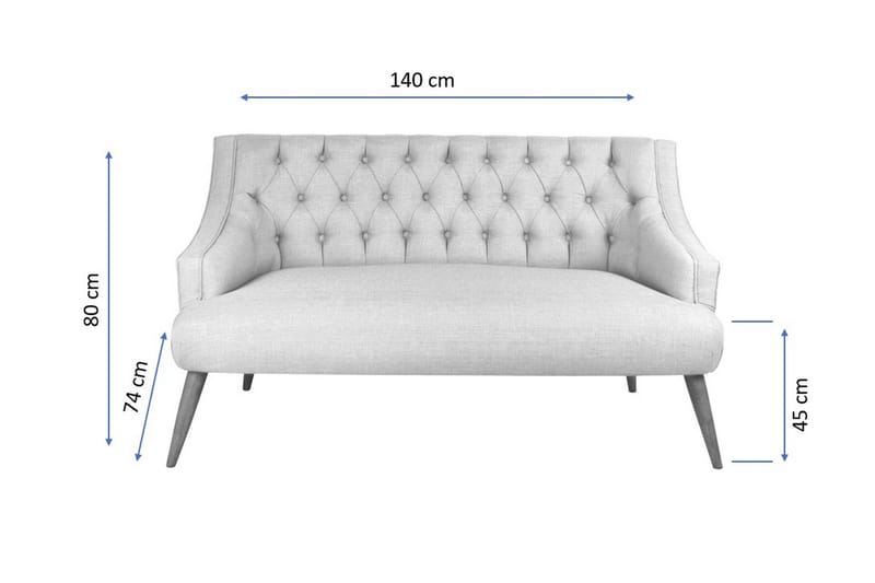 Lamonti 2-personers Sofa - Cremehvid/Natur - 2 personers sofa