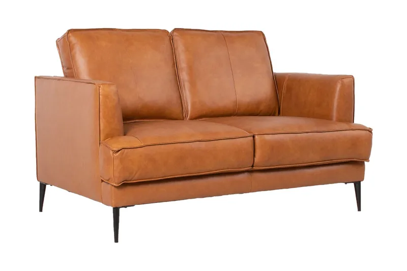 Leo 2-personers Sofa med Smalle Armlæn i Læder - Cognac - Møbler - Sofaer - 2 personers sofa