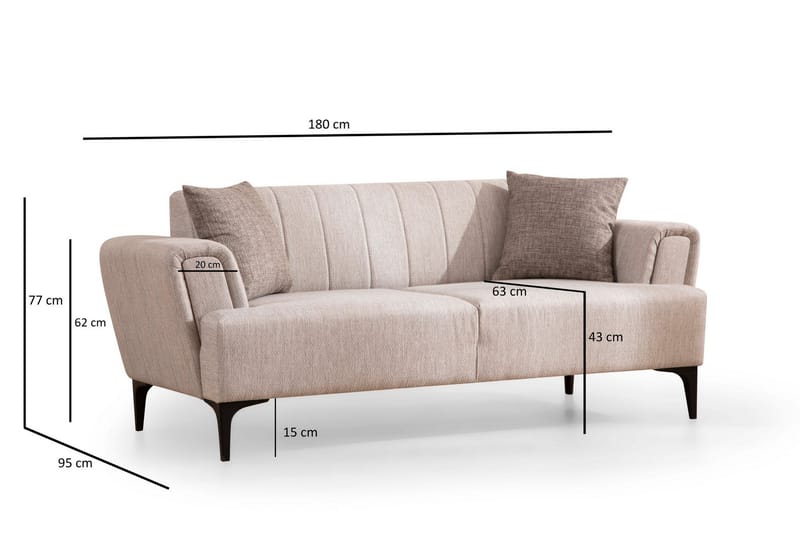 Lilesville 3-Pers. Sofa - Beige - Møbler - Sofaer - 2 personers sofa