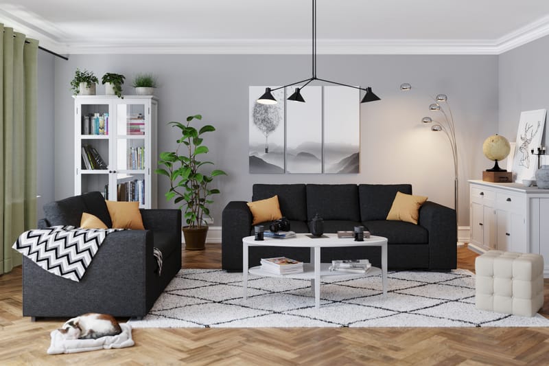 Link 2-personers Stofsofa - Sort - Møbler - Sofaer - 2 personers sofa