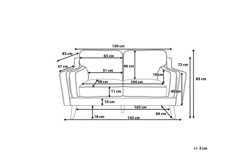 Lokka Soffa 2-4 pers. - Blå - 2 personers sofa