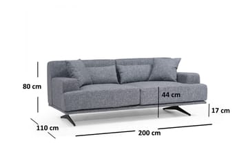 Lums 2-personers Sofa 200 cm i Stof - Grå - Møbler - Sofaer - 2 personers sofa