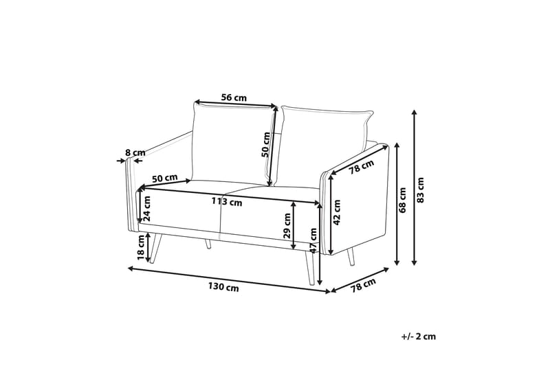 Maurana 2-Pers. Sofa - Velour/Grå - Møbler - Sofaer - 2 personers sofa