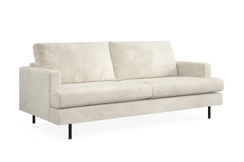 Menard Compact 3-personers Fløjlssofa - Cremehvid - Møbler - Sofaer - 3 personers sofa