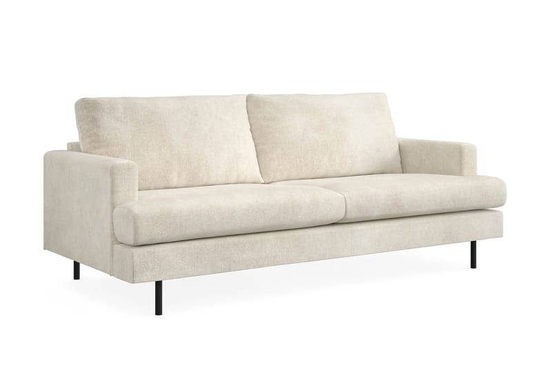 Menard Compact 3-personers Fløjlssofa - Cremehvid - Møbler - Sofaer - 3 personers sofa