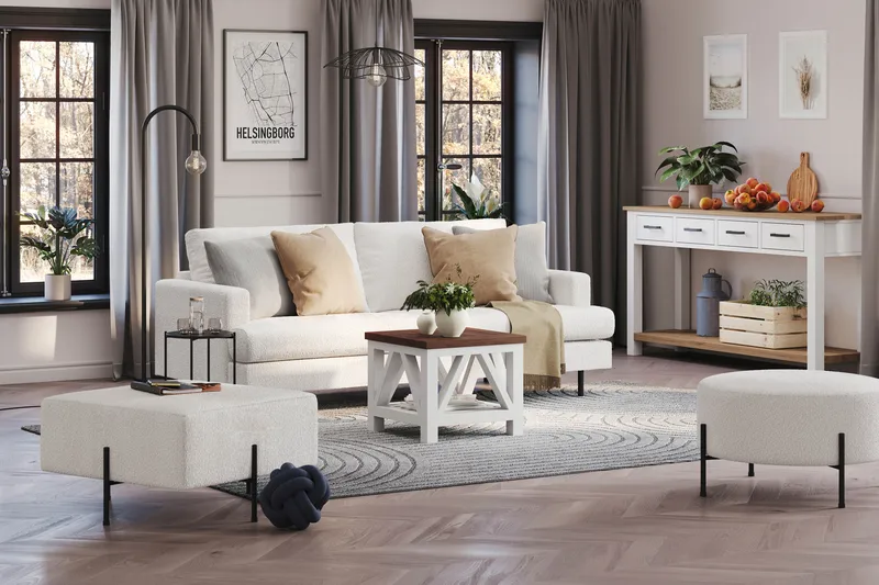 Menard Compact 3-personers Sofa i Bouclé - Hvid - Møbler - Sofaer - 3 personers sofa