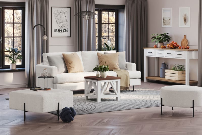 Menard Compact 3-personers Sofa i Bouclé - Hvid - Møbler - Sofaer - 3 personers sofa