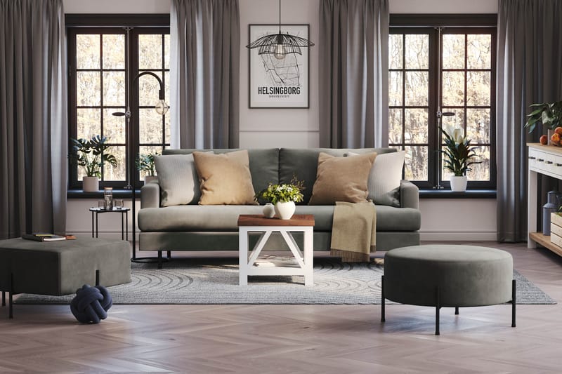 Menard Compact 3-personers Manchestersofa - Grå - Møbler - Sofaer - 3 personers sofa