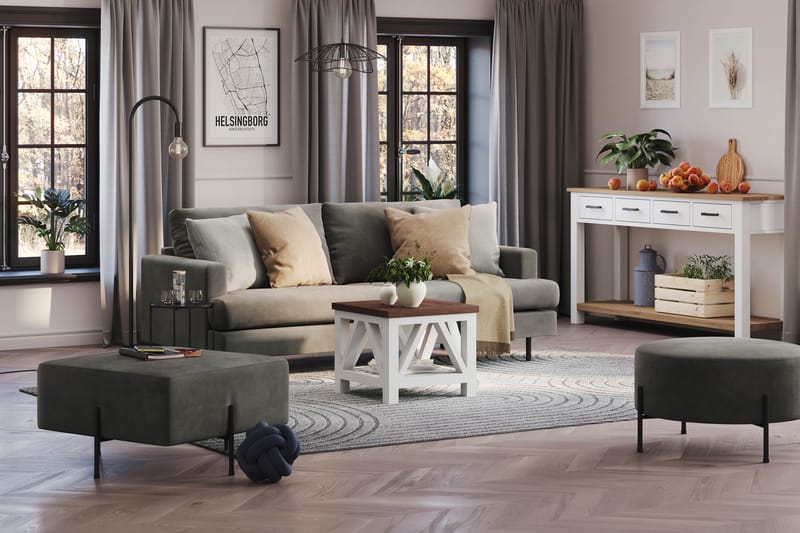 Menard Compact 3-personers Manchestersofa - Grå - Møbler - Sofaer - 3 personers sofa