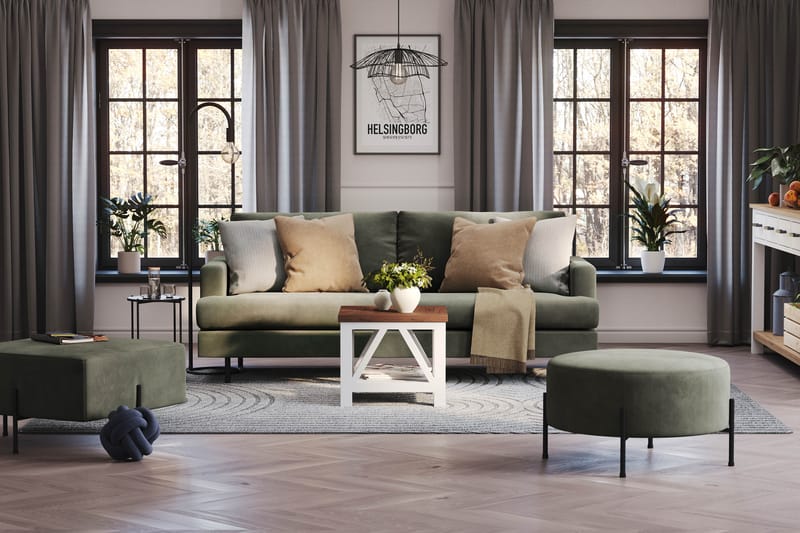 Menard Compact 3-personers Manchestersofa - Mørkegrøn - Møbler - Sofaer - 3 personers sofa