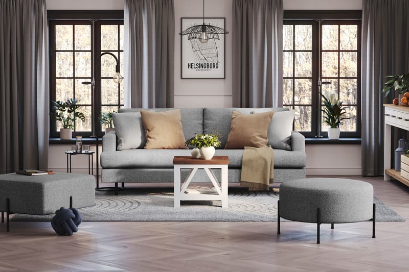 Menard Compact 3-personers Stofsofa - Grå - Møbler - Sofaer - 3 personers sofa