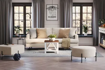 Menard Compact 3-personers Manchestersofa - Beige - Møbler - Sofaer - 3 personers sofa