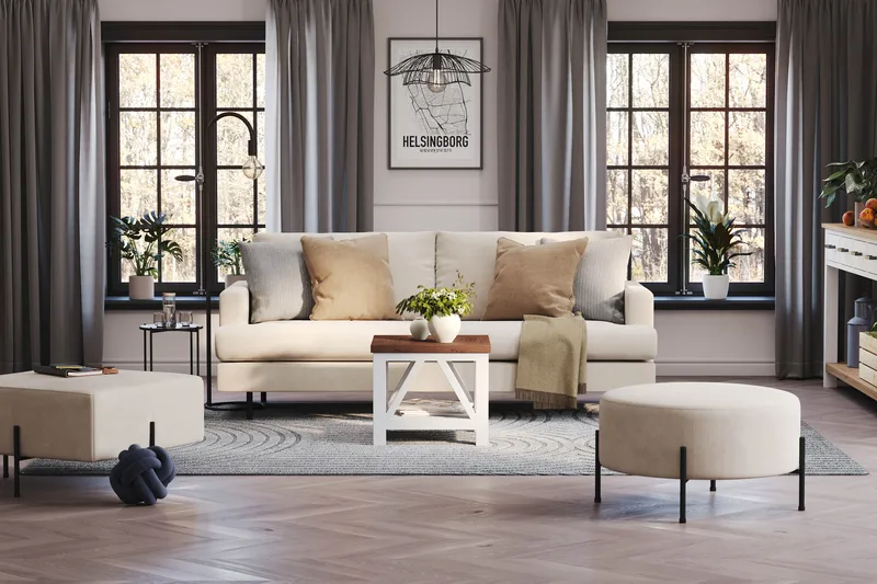 Menard Compact 3-personers Manchestersofa - Beige - Møbler - Sofaer - 3 personers sofa