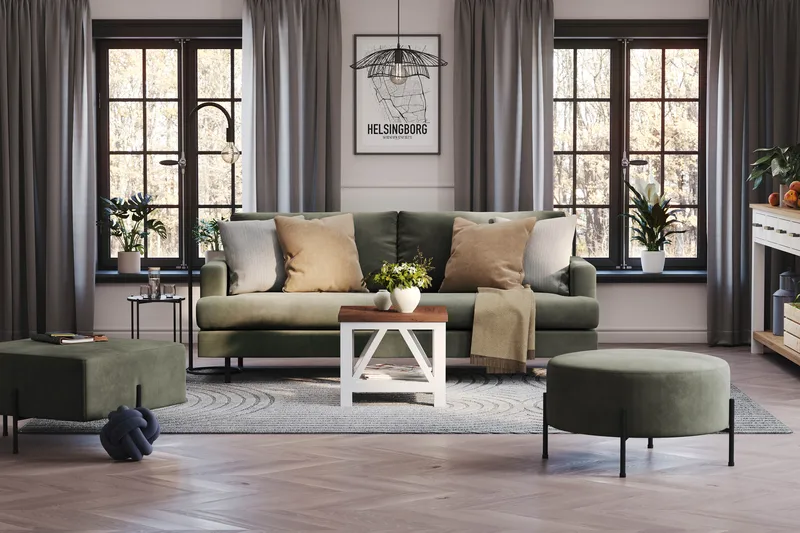 Menard Compact 3-personers Manchestersofa - Mørkegrøn - Møbler - Sofaer - 3 personers sofa