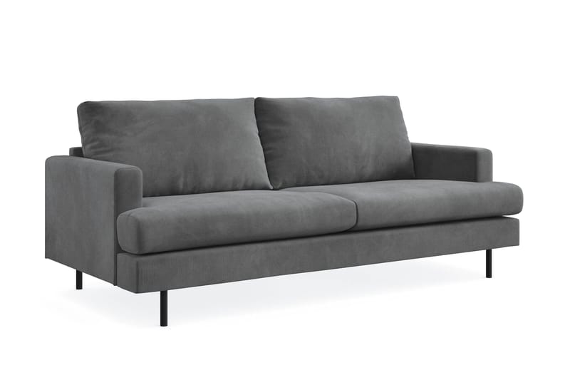 Menard Compact 3-personers Manchestersofa - Grå - Møbler - Sofaer - 3 personers sofa
