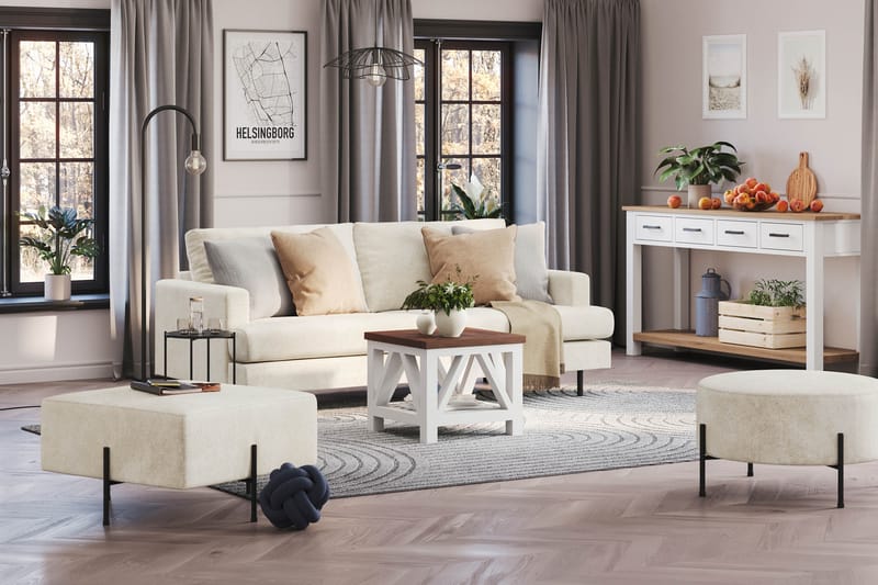 Menard Compact 3-personers Fløjlssofa - Cremehvid - Møbler - Sofaer - 3 personers sofa