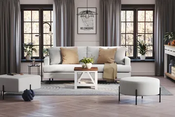 Menard Compact 3-personers Stofsofa - Lysegrå - Møbler - Sofaer - 3 personers sofa