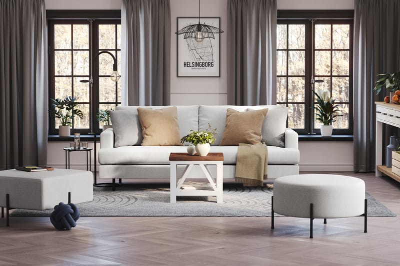 Menard Compact 3-personers Stofsofa - Lysegrå - Møbler - Sofaer - 3 personers sofa