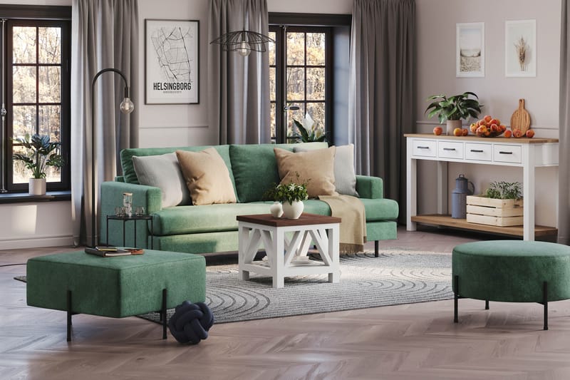 Menard Compact 3-personers Fløjlssofa - Mørkegrøn - Møbler - Sofaer - 3 personers sofa