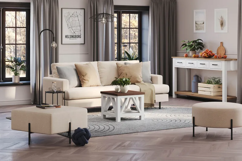 Menard Compact 3-personers Stofsofa - Beige - Møbler - Sofaer - 3 personers sofa