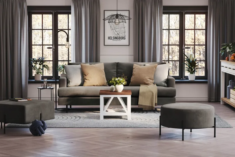 Menard Compact 3-personers Manchestersofa - Mørkegrå - Møbler - Sofaer - 3 personers sofa