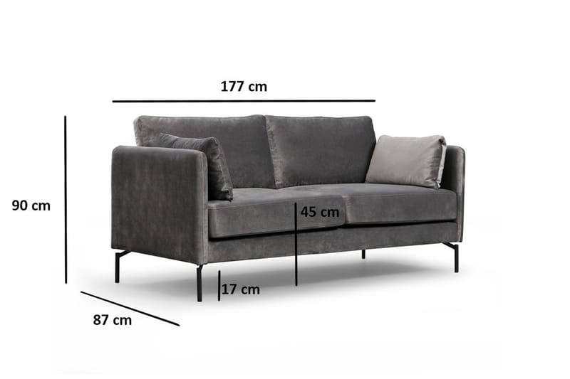 Mezonzo 2-Pers. Sofa - Grå - Møbler - Sofaer - 2 personers sofa