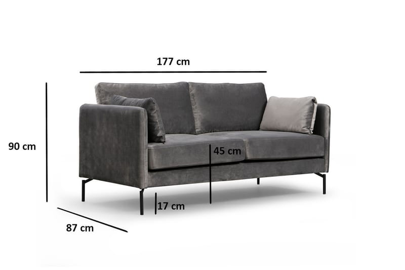 Mezonzo 2-Pers. Sofa - Grå - 2 personers sofa