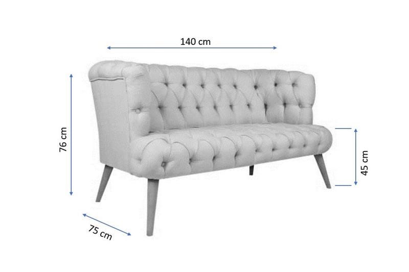 Monroew 2-personers Sofa - Rød/Natur - 2 personers sofa