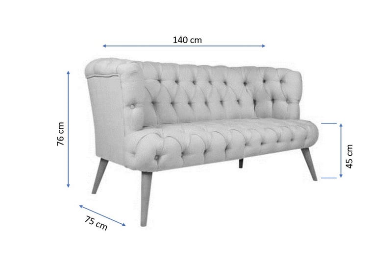 Monroew 2-personers Sofa - Mørkeblå/Natur - 2 personers sofa