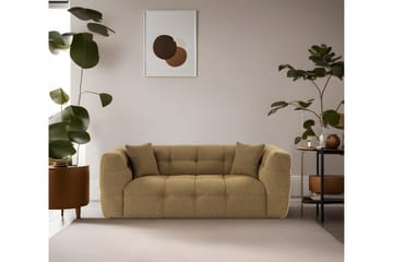 Octavian 2-personers Sofa med Knappet Kubisk i Bouclé - Brun - Møbler - Sofaer - 2 personers sofa