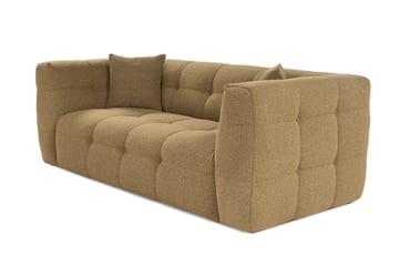 Octavian 2-personers Sofa med Knappet Kubisk i Bouclé - Brun - Møbler - Sofaer - 2 personers sofa