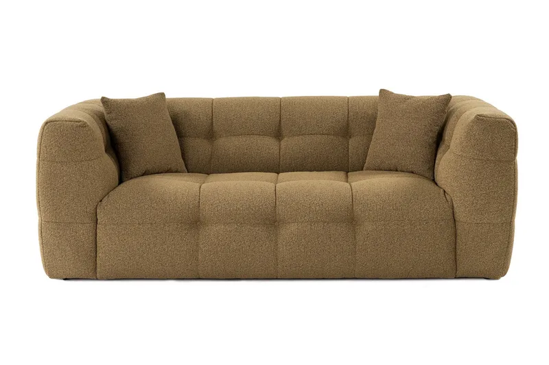Octavian 2-personers Sofa med Knappet Kubisk i Bouclé - Brun - Møbler - Sofaer - 2 personers sofa