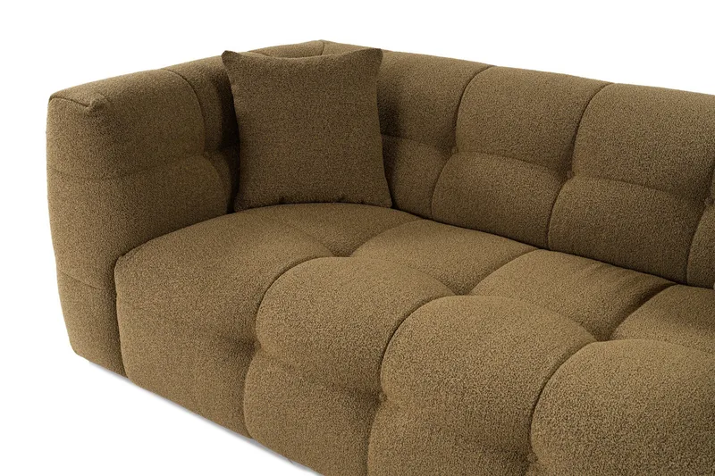 Octavian 2-personers Sofa med Knappet Kubisk i Bouclé - Brun - Møbler - Sofaer - 2 personers sofa