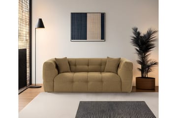 Octavian 2-personers Sofa med Knappet Kubisk i Bouclé - Brun - Møbler - Sofaer - 2 personers sofa