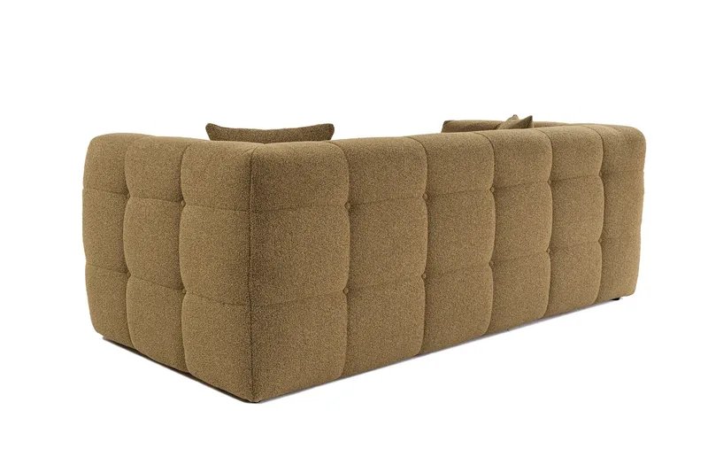 Octavian 2-personers Sofa med Knappet Kubisk i Bouclé - Brun - Møbler - Sofaer - 2 personers sofa