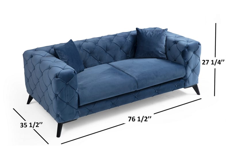 Sobrecedo 2-personers Sofa - Blå/Sort - 2 personers sofa