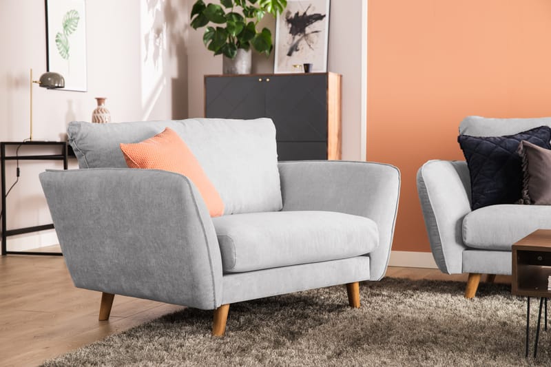 Trend Lyx 2-Pers. Sofa - Lysegrå/Eg - 2 personers sofa