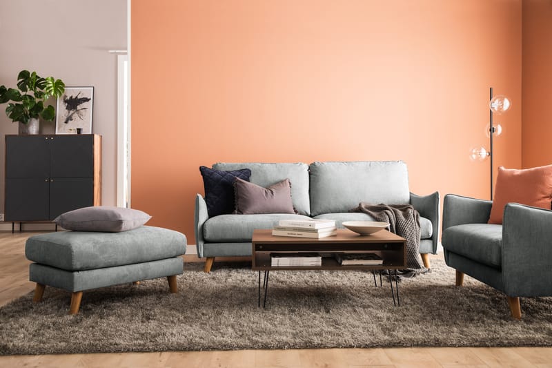 Trend Lyx 2-Pers. Sofa - Grå/Eg - 2 personers sofa